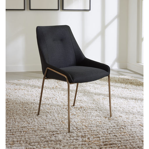 Modus Cyrus Upholstered Dining Chair in Coal Fabric and Brushed Bronze MetalMain Image