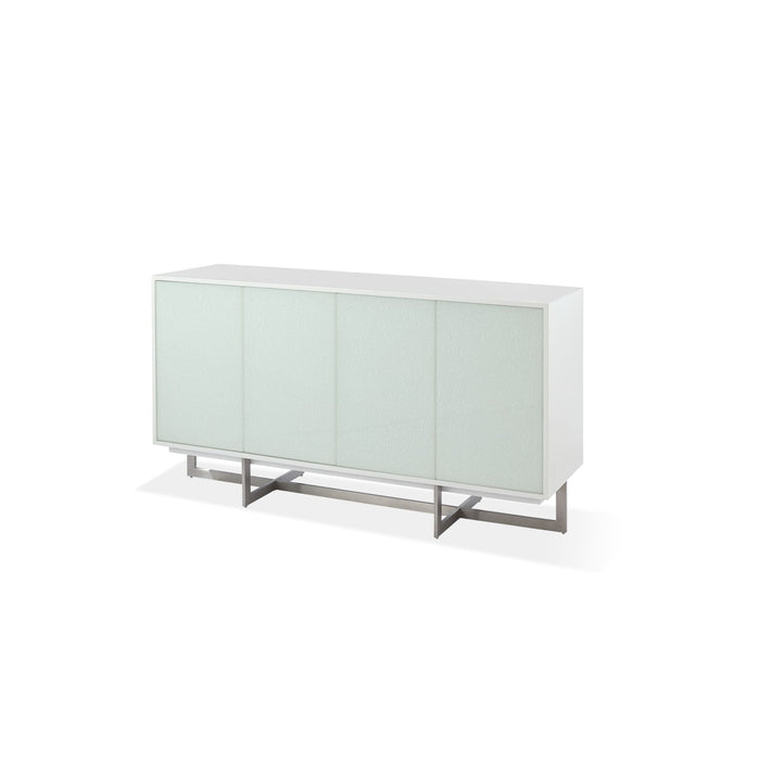 Modus Eliza Cracked Glass Sideboard in Brushed Stainless in White and Brushed Stainless SteelImage 7
