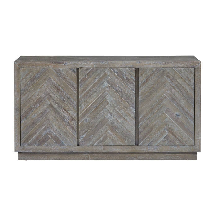 Modus Herringbone Solid Wood Three Door Sideboard in Rustic LatteImage 3