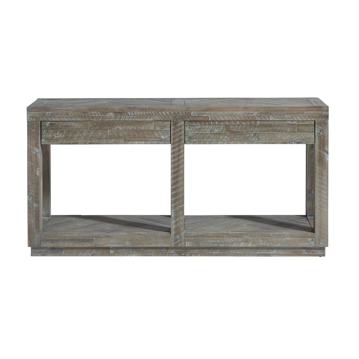 Modus Herringbone Solid Wood Two Drawer Console in Rustic LatteImage 3
