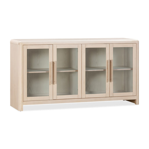 Modus Liv Glass Door Ash Wood Sideboard in White Sand Image 1