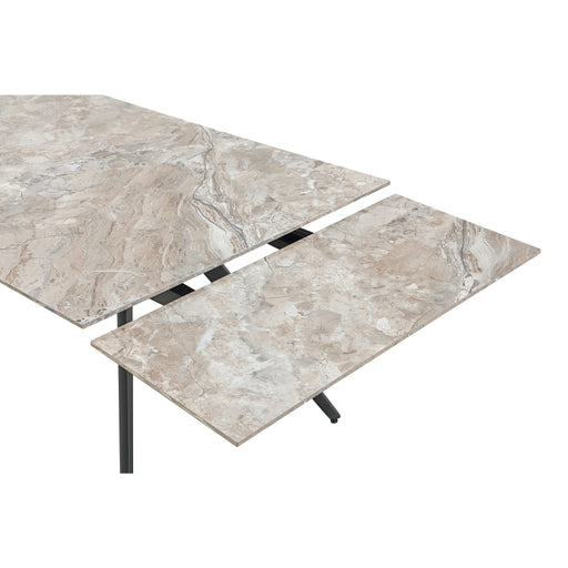 Modus Lucia Double Extension Stone Top Metal Leg Dining Table in Rich Brown and BlackImage 3