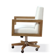 Modus One Wood Frame Home Office Chair in Solid Wood and White Canvas Main Image