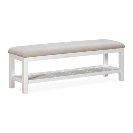 Modus Retreat Upholstered Wood Bench in Snowfall Image 1