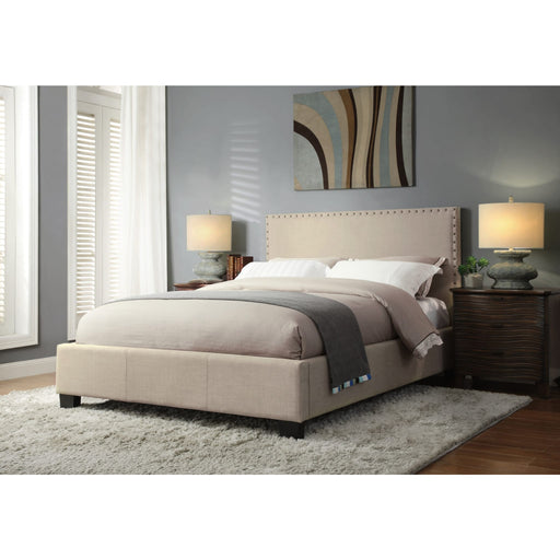 Modus Tavel Nailhead Upholstered Platform Bed in Toast LinenMain Image