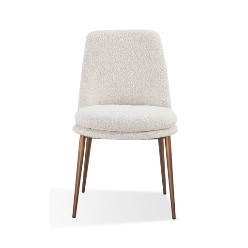 Modus Wyatt Upholstered Dining Chair in Ricotta Boucle and Bronze MetalImage 1
