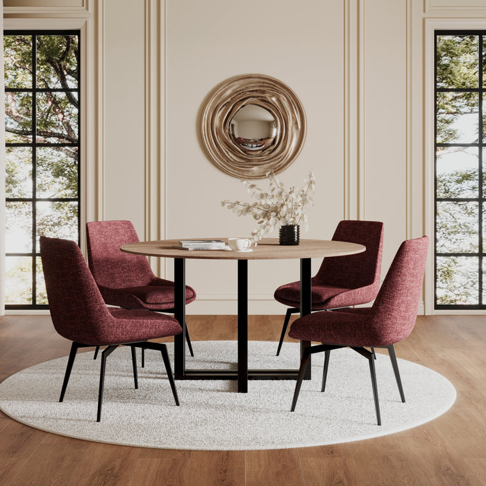 CEO 180 Degree Return Swivel Upholstered Dining Chair in Cherry