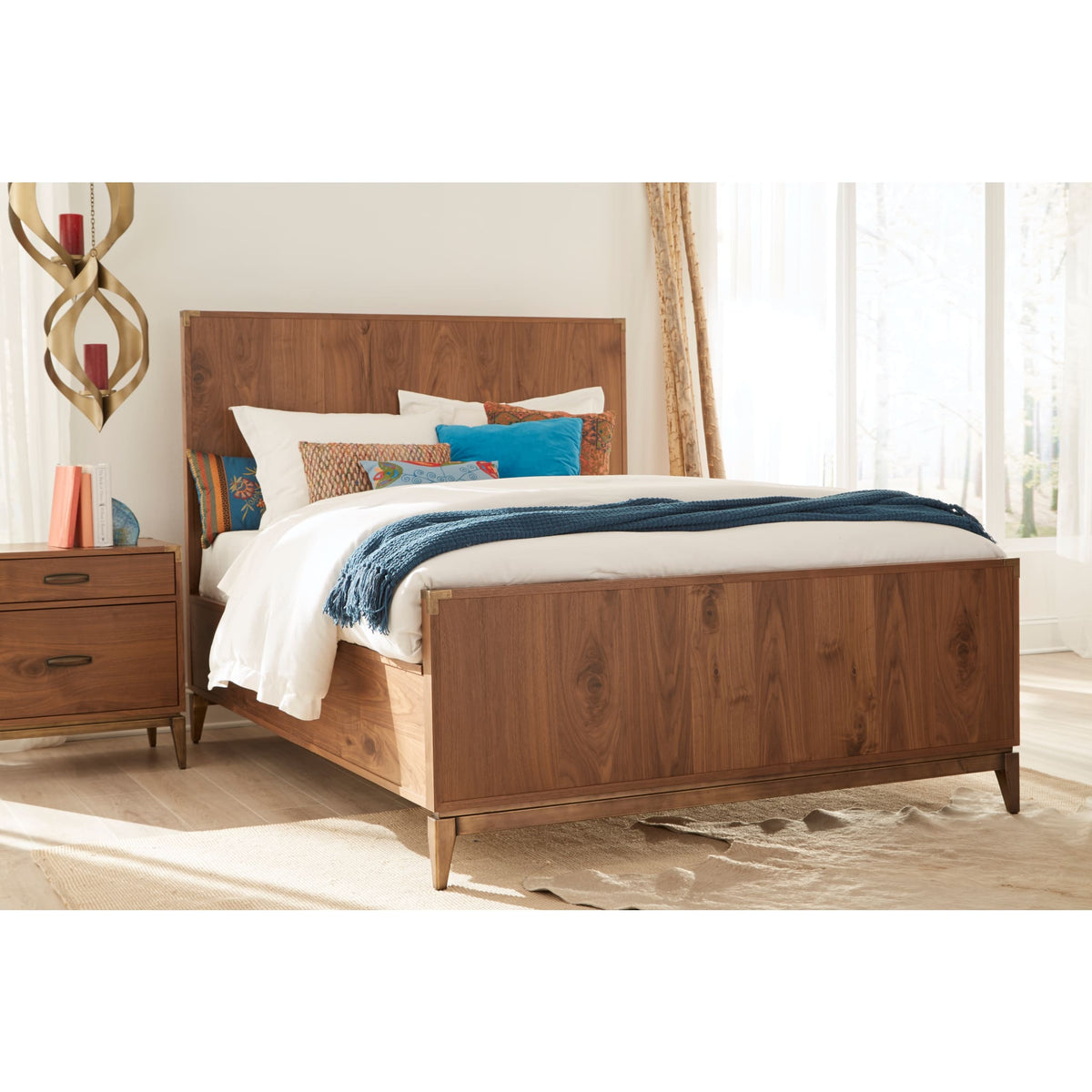 Adler Wood Panel Bed in Natural Walnut — Modus Furniture