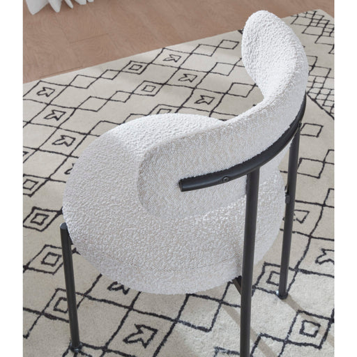 Modus Aere Boucle Upholstered Metal Leg Dining Chair in Ivory and Black Image 1