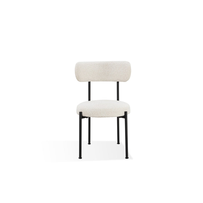 Modus Aere Boucle Upholstered Metal Leg Dining Chair in Ivory and Black Image 3