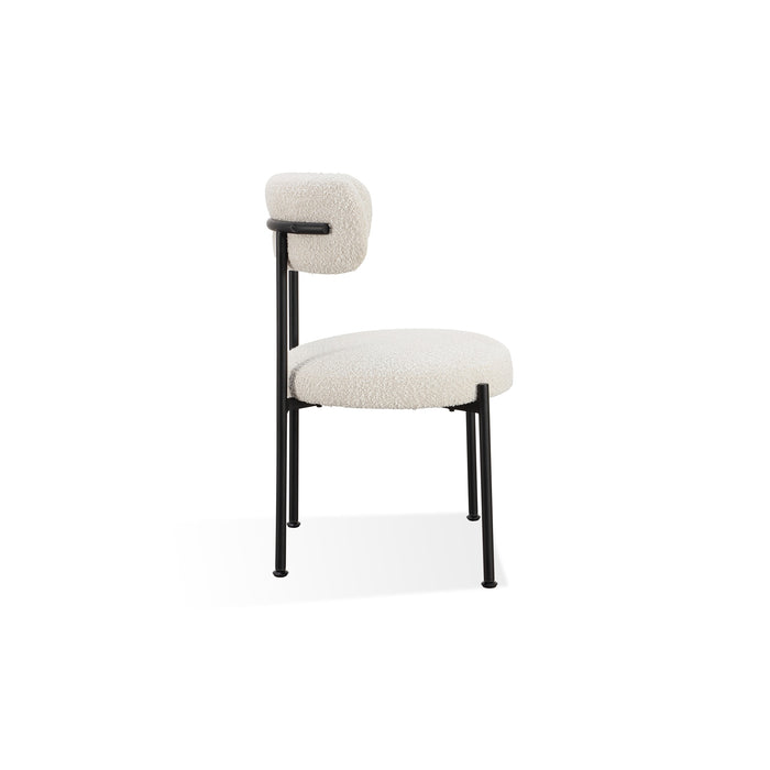 Modus Aere Boucle Upholstered Metal Leg Dining Chair in Ivory and Black Image 4