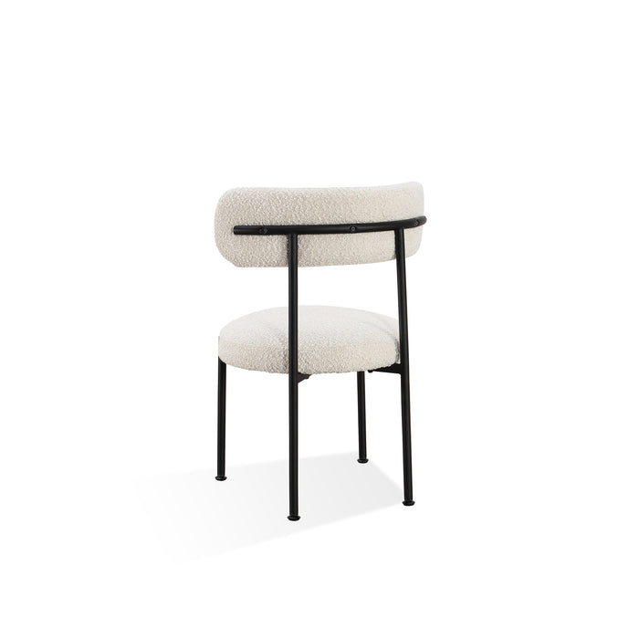 Modus Aere Boucle Upholstered Metal Leg Dining Chair in Ivory and BlackImage 5