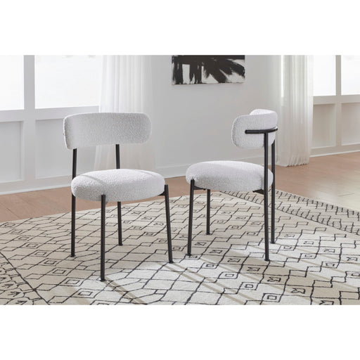 Modus Aere Boucle Upholstered Metal Leg Dining Chair in Ivory and Black Main Image