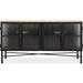 Modus Furniture Aere Four Door Ribbed Glass, Metal and Wood Sideboard in Natural Ash and Black 655450393341 MZEZ78 Image 1