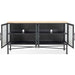 Modus Furniture Aere Four Door Ribbed Glass, Metal and Wood Sideboard in Natural Ash and Black 655450393341 MZEZ78 Image 3