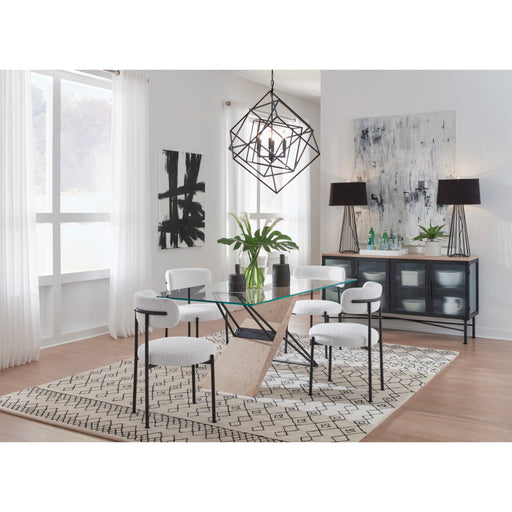Modus Furniture Aere Glass, Wood and Metal Rectangular Dining Table in Natural Ash and Black 655450393303 MZEZ60 Image 1