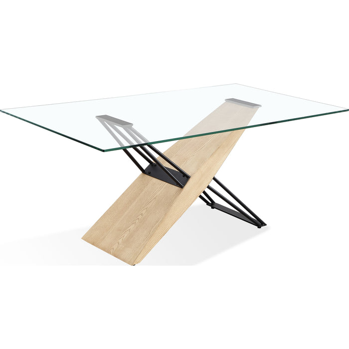 Modus Furniture Aere Glass, Wood and Metal Rectangular Dining Table in Natural Ash and Black 655450393303 MZEZ60 Image 3
