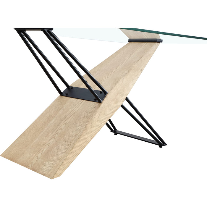 Modus Furniture Aere Glass, Wood and Metal Rectangular Dining Table in Natural Ash and Black 655450393303 MZEZ60 Image 5
