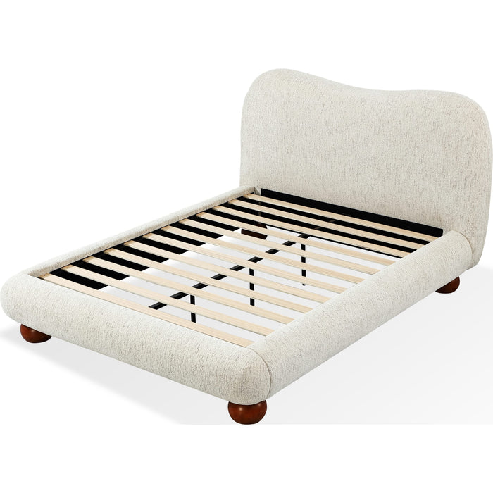Modus Furniture Afra Chenille Upholstered Wood Leg Platform Bed in Chinchilla  UVFWT  Image 5