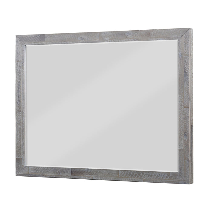 Modus Alexandra Solid Wood Solid Wood Beveled Glass Mirror in Rustic Latte Image 1