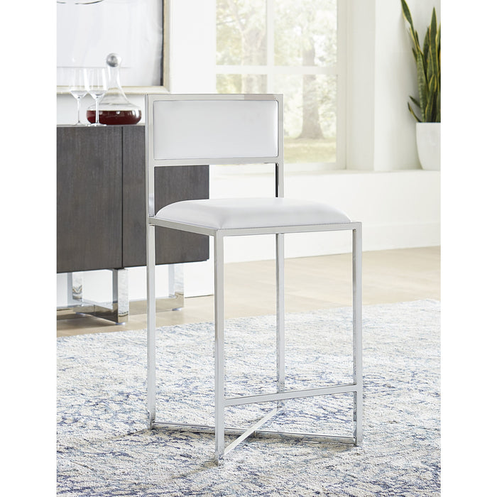 Modus Furniture Amalfi X Base Counter Stool in White Leather 655450280009 1AA470X Main Image