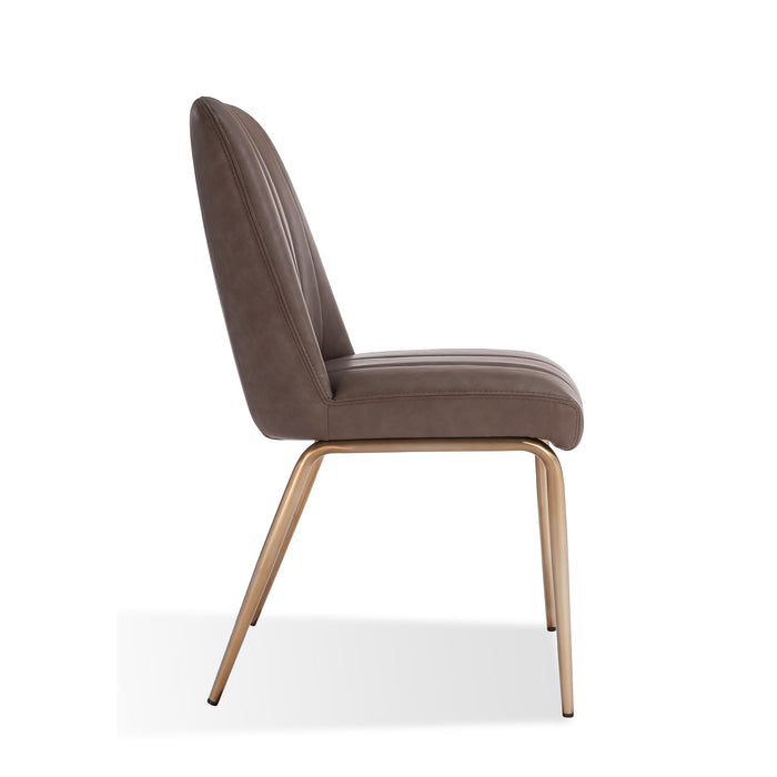 Modus Apollo Upholstered Dining Chair in Cinnamon Synthetic Leather and Brushed Bronze Metal Image 3