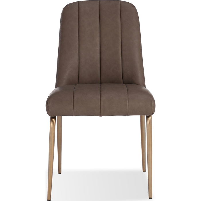 Modus Furniture Apollo Upholstered Dining Chair in Cinnamon Synthetic Leather and Brushed Bronze Metal 655450422829 PUSJ63BPJ Image 4