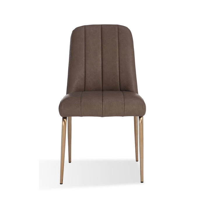 Modus Apollo Upholstered Dining Chair in Cinnamon Synthetic Leather and Brushed Bronze Metal Image 4