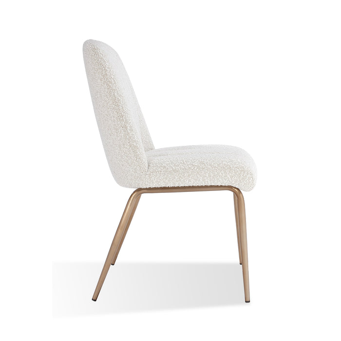 Modus Apollo Upholstered Dining Chair in Ricotta Boucle and Brushed Bronze Metal Image 3