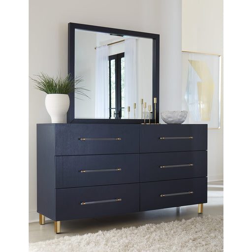 Modus Argento Beveled Glass Wall or Dresser Mirror in Navy Blue Image 1