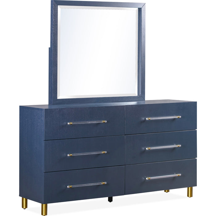 Modus Furniture Argento Beveled Glass Wall or Dresser Mirror in Navy Blue 655450368271 9DKB83 Image 4