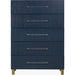 Modus Furniture Argento Five Drawer Chest in Navy Blue and Burnished Brass (2024) 655450432323 9DKB84A Image 4