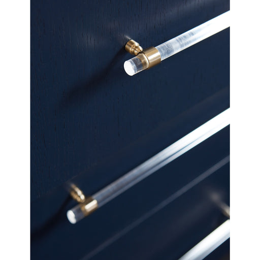 Modus Furniture Argento Six Drawer Dresser in Navy Blue and Burnished Brass (2024) 655450432316 9DKB82A Image 1