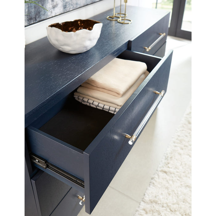 Modus Argento Six Drawer Dresser in Navy Blue and Burnished Brass (2024) Image 2