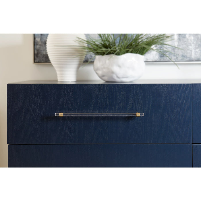 Modus Furniture Argento Six Drawer Dresser in Navy Blue and Burnished Brass (2024) 655450432316 9DKB82A Image 3