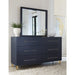 Modus Furniture Argento Six Drawer Dresser in Navy Blue and Burnished Brass (2024) 655450432316 9DKB82A Image 4