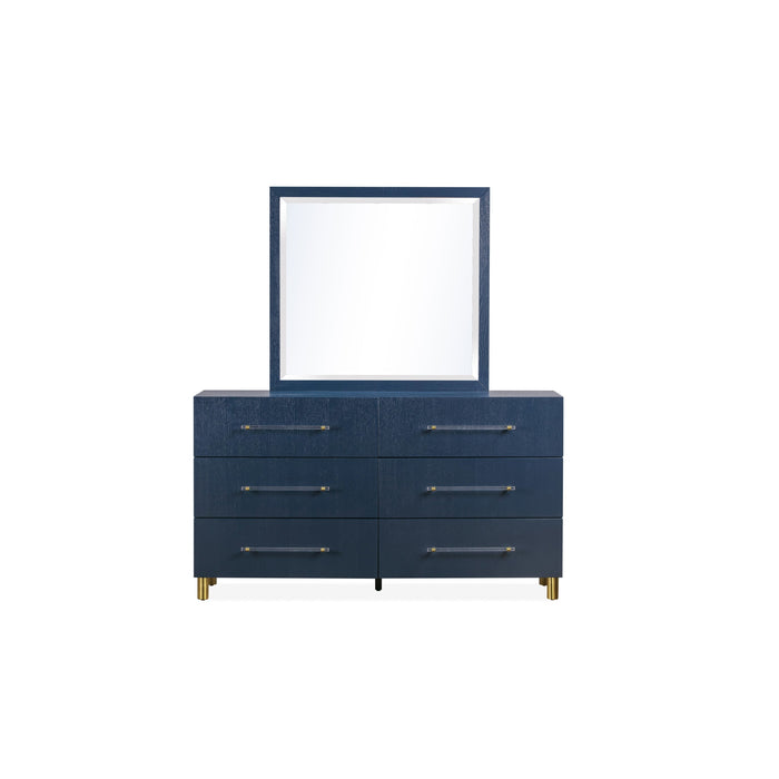 Modus Argento Six Drawer Dresser in Navy Blue and Burnished Brass (2024) Image 6
