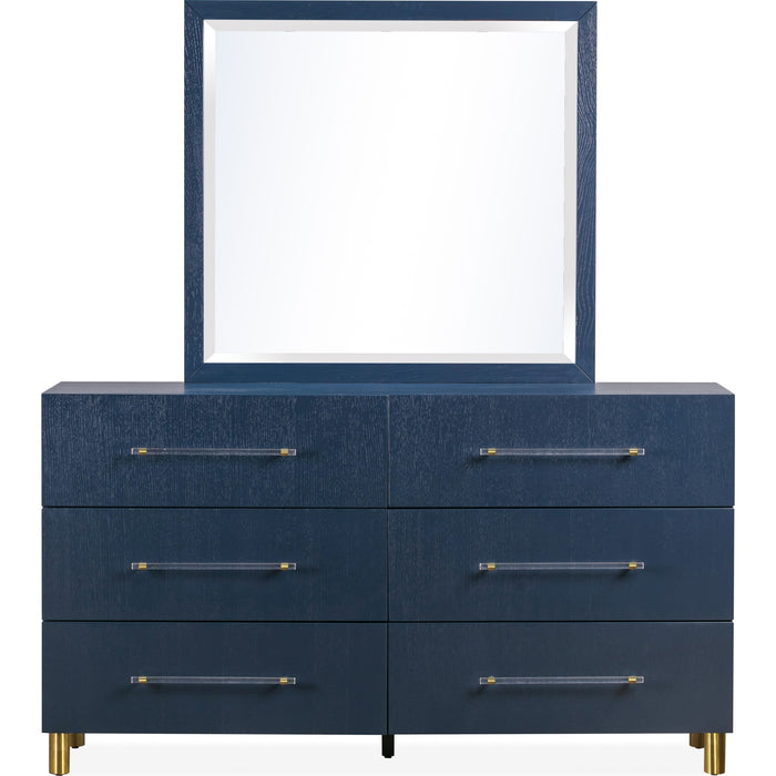Modus Furniture Argento Six Drawer Dresser in Navy Blue and Burnished Brass (2024) 655450432316 9DKB82A Image 6