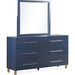 Modus Furniture Argento Six Drawer Dresser in Navy Blue and Burnished Brass (2024) 655450432316 9DKB82A Image 7