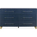 Modus Furniture Argento Six Drawer Dresser in Navy Blue and Burnished Brass (2024) 655450432316 9DKB82A Image 8