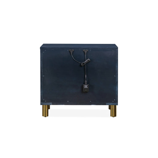 Modus Argento Two Drawer USB Charging Nightstand in Navy Blue and Burnished Brass Image 1