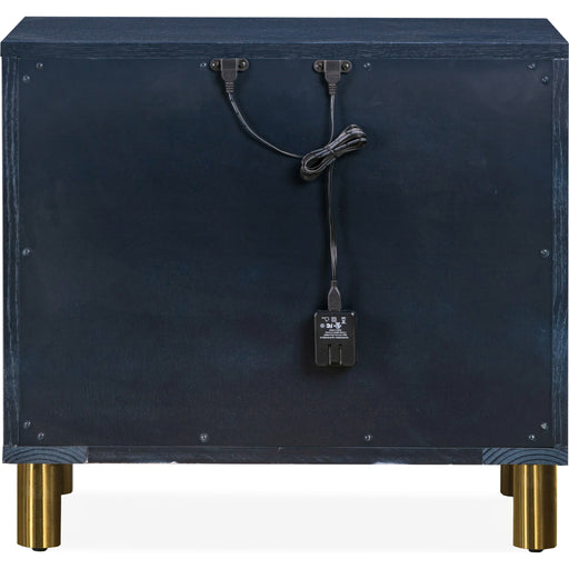 Modus Furniture Argento Two Drawer USB Charging Nightstand in Navy Blue and Burnished Brass 655450368257 9DKB81 Image 1