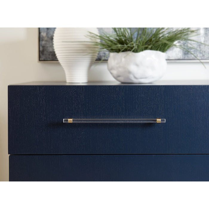 Modus Argento Two Drawer USB Charging Nightstand in Navy Blue and Burnished Brass Image 2