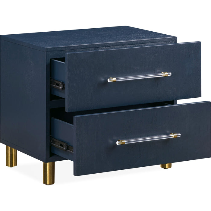 Modus Furniture Argento Two Drawer USB Charging Nightstand in Navy Blue and Burnished Brass 655450368257 9DKB81 Image 3
