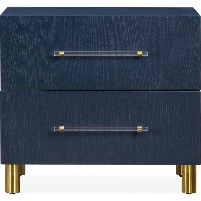 Modus Furniture Argento Two Drawer USB Charging Nightstand in Navy Blue and Burnished Brass 655450368257 9DKB81 Image 5