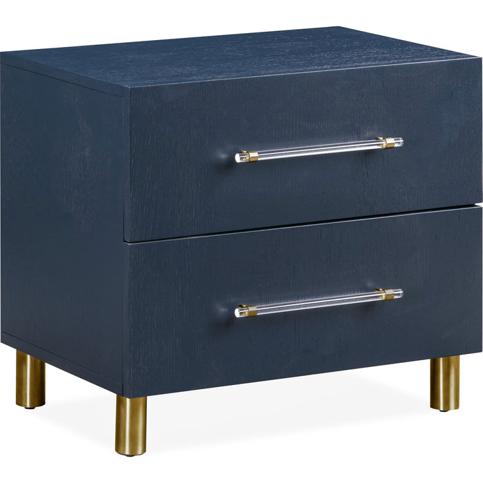 Modus Furniture Argento Two Drawer USB Charging Nightstand in Navy Blue and Burnished Brass 655450368257 9DKB81 Image 7