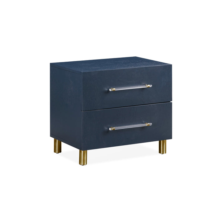 Modus Argento Two Drawer USB Charging Nightstand in Navy Blue and Burnished BrassImage 7