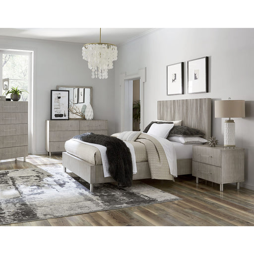 Modus Argento Wave-Patterned Bed in Misty Grey Image 1