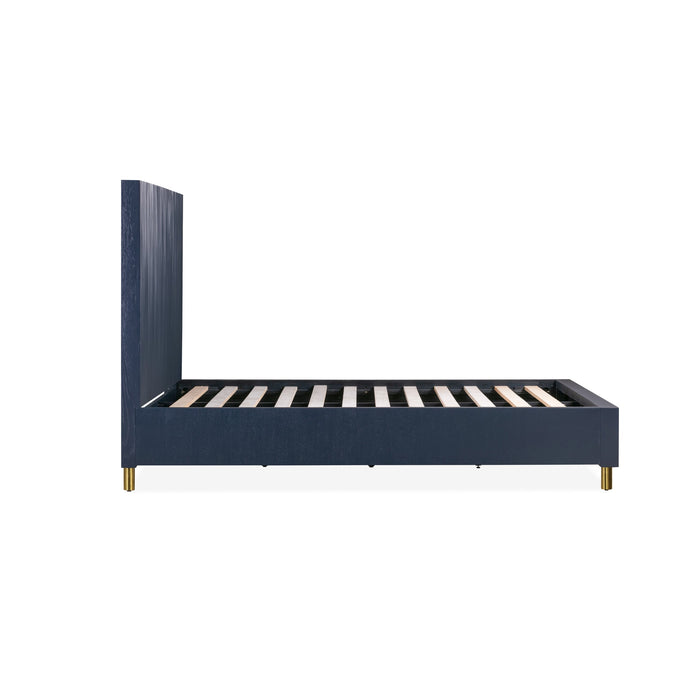 Modus Argento Wave-Patterned Bed in Navy Blue and Burnished BrassImage 7