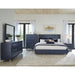 Modus Argento Wave-Patterned Bed in Navy Blue and Burnished Brass Image 2